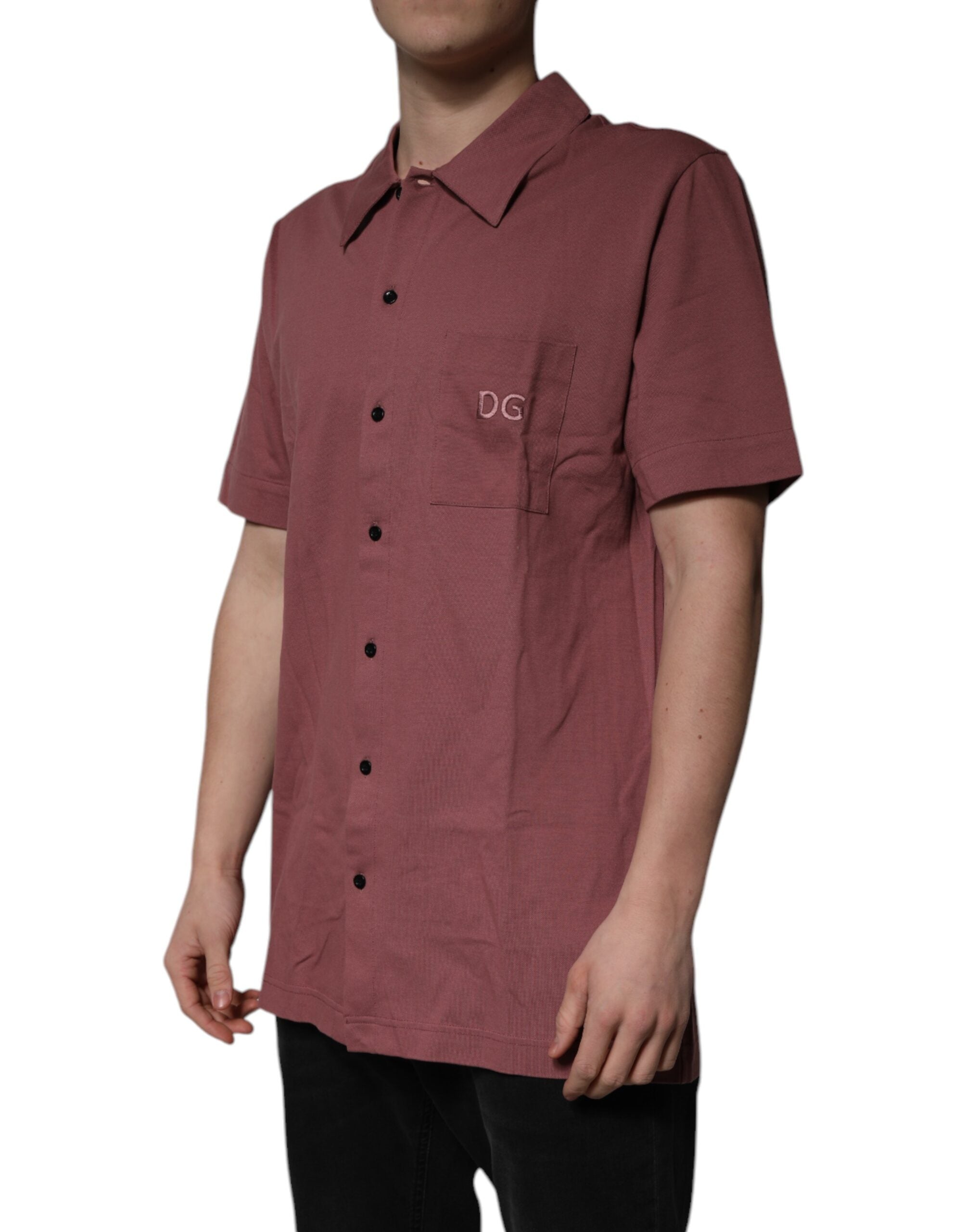 Dolce & Gabbana Dark Pink Button Down Casual Polo Shirt for Men